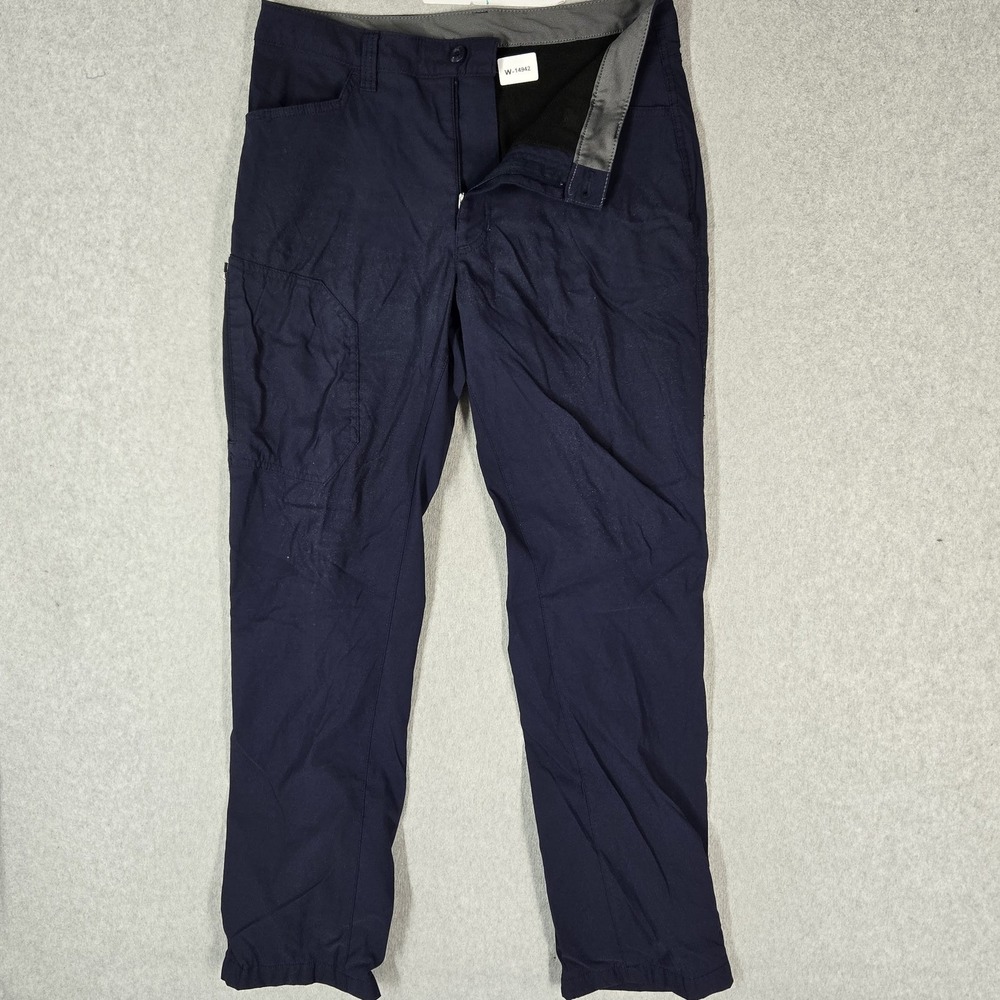 Eddie Bauer Men Pants 32X32 Navy Blue Fleece Lined Tech Nylon Cargo 31"‎ Inseam